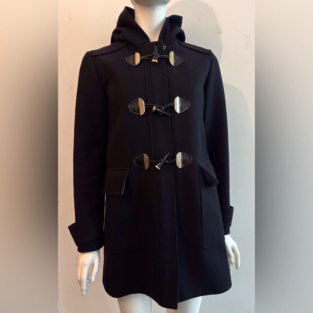 Uterque dark navy duffle coat .